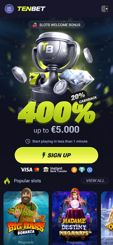 TenBet Casino Screenshot per mobile
